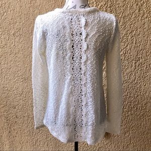 Aeropostale Women’s Ivory Lace & Crochet Long Sleeve Sweater Top, M